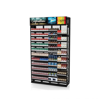 Simple Freestanding Retail Store Tobacco Promotional Large Metal Cigarette Shelving Display